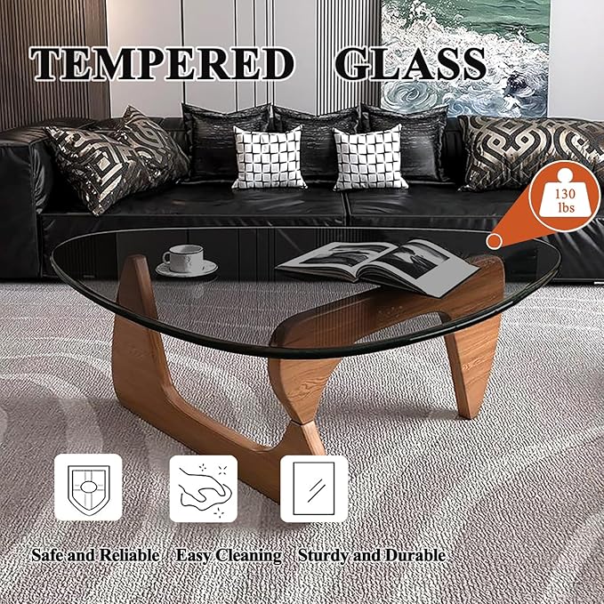 Modern Glass Coffee Table for Living Room, Mid Century Coffee Table, Stylish - Image 3
