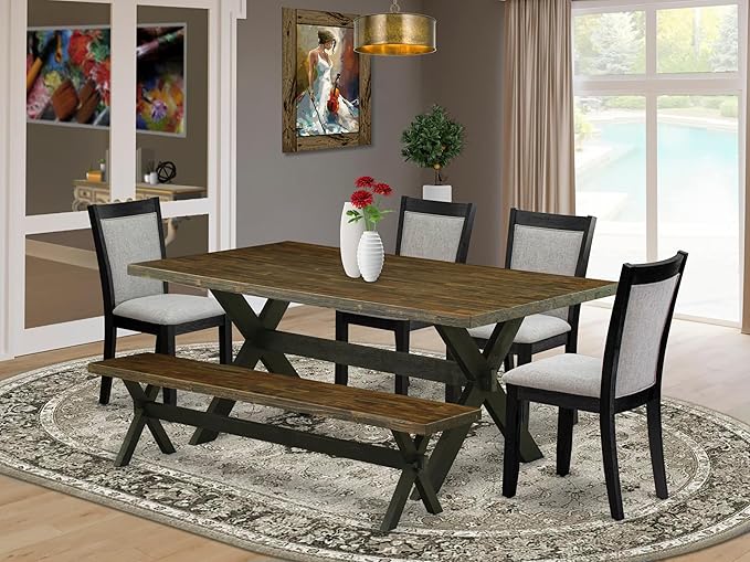 East West Furniture X677MZ606-6 6 Piece Dinette Set Contains a Rectangle Dining - Image 2