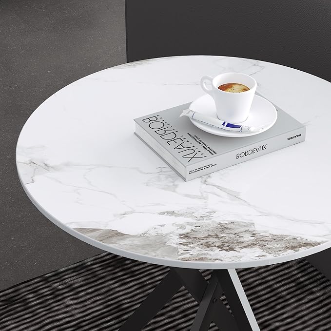 Small Round Marble Side Coffee Table Set of 2 - Image 6