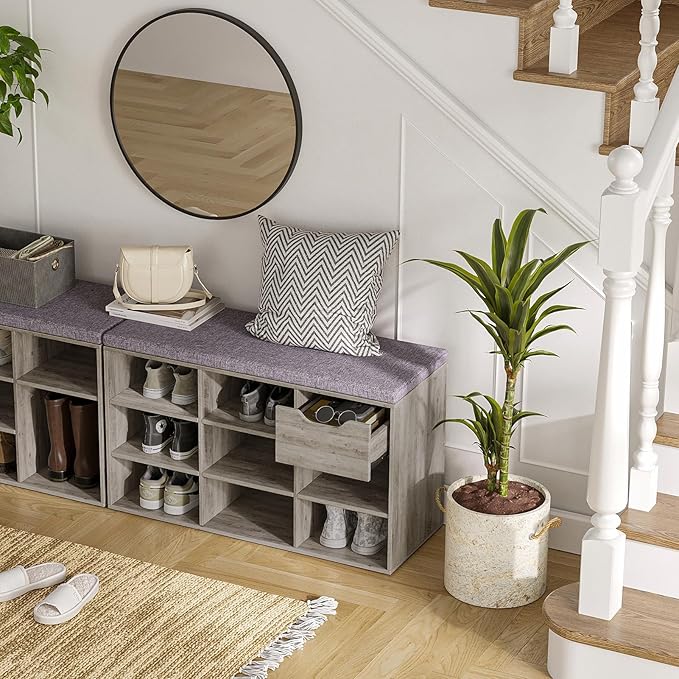 DINZI LVJ Shoe Bench, Entryway Storage Bench - Image 6