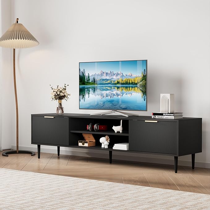 GarveeHome Black TV Stand, TV Stands - Image 3