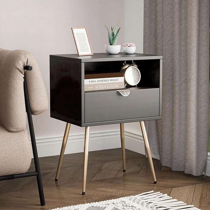 Cloud Space Mid Century Modern Nightstand, Versatile Wood Side End Table by Cloud+Space