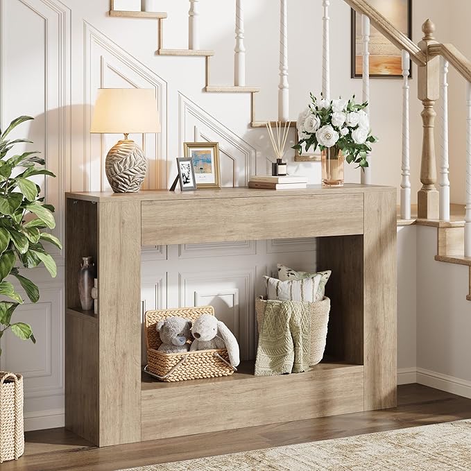 Farmhouse Console Table with Drawer, Narrow Sofa Table Behind Couch - Image 5