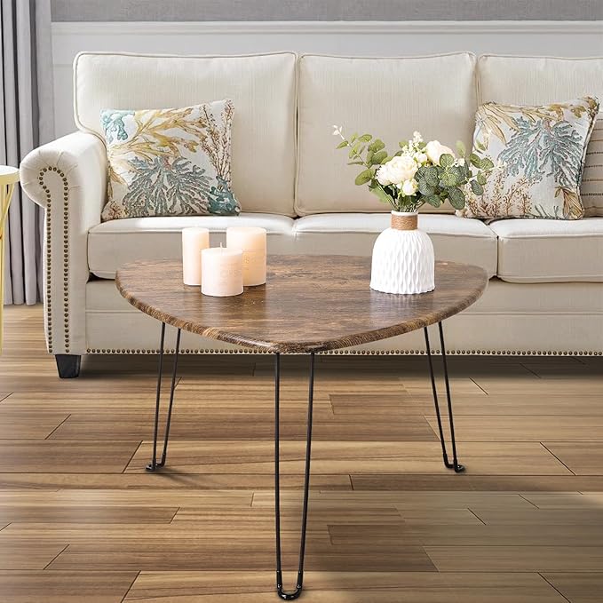 Folding Coffee Table Triangle Designs Oval Coffee Tables Mid Century Wooden - Image 4