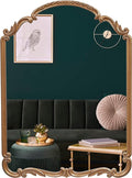 English Estate Carved Arch Wood Wall Mirror, Mirror by WyldeIris