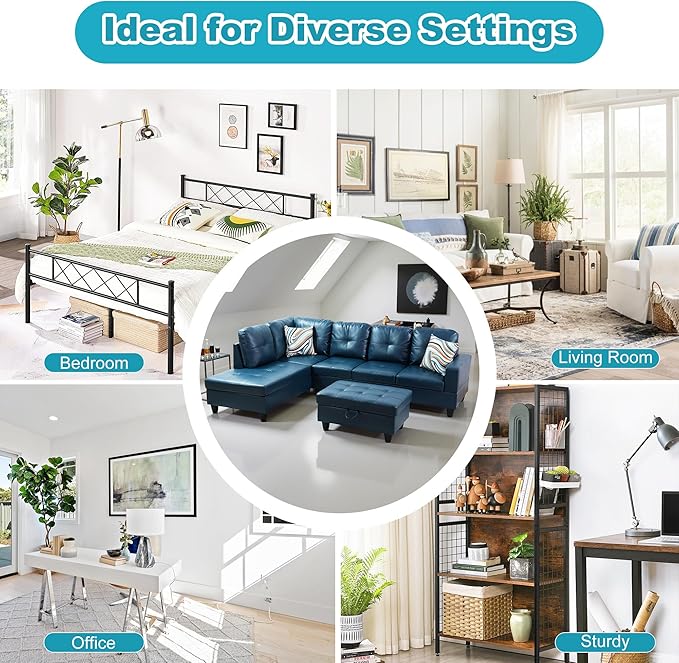 L Shaped Couch PU Leather Sectional Couch Upholstered 3 Pieces Sofas - Image 7