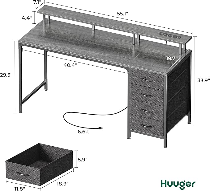 Huuger 55 Inch Computer Desk - Image 2