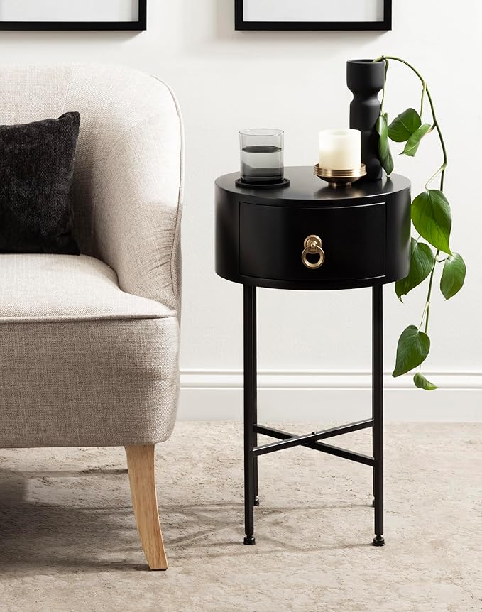 Kate and Laurel Decklyn Decorative Glam Round Side Table, Modern Circle Living - Image 2