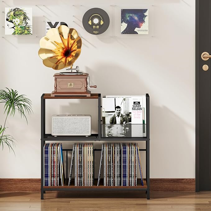 Snughome Large Vinyl Record Player Stand, Holds Up to 300 Albums, Wooden Record - Image 3