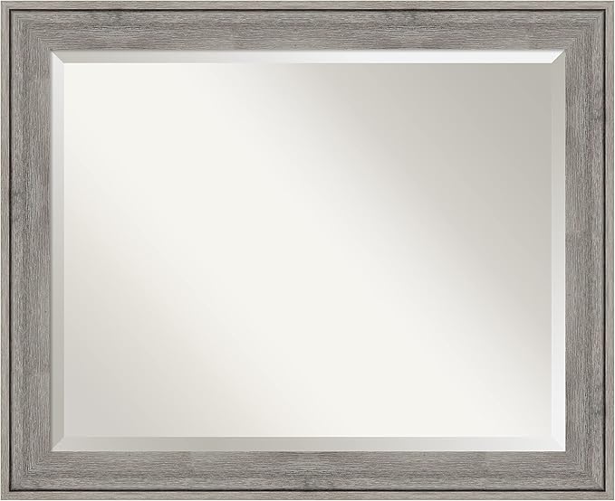 Amanti Art Grey Wall Mirror 27x33 Regis Barnwood Grey Rectangle Bathroom Mirror by AmantiArt