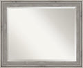 Amanti Art Grey Wall Mirror 27x33 Regis Barnwood Grey Rectangle Bathroom Mirror by AmantiArt