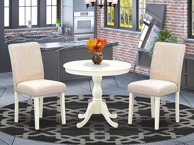 East West Furniture AMAB3-LWH-02 3 Piece Dining Room Furniture Set Contains a - Image 2