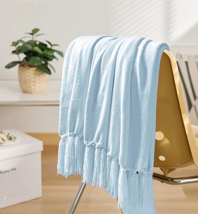Chenille Throw Blanket for Couch 60"X 80" Twin, Soft Cozy Throws - Image 3
