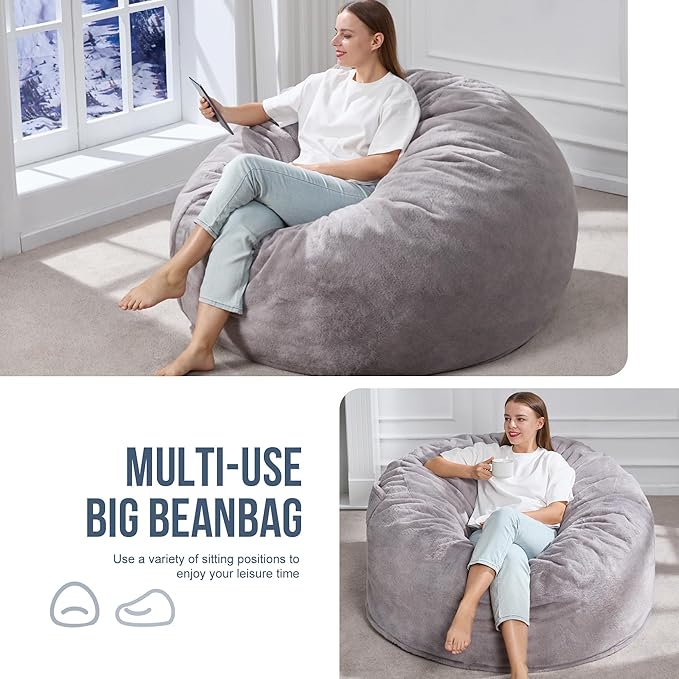 Hobestluk 5ft Bean Bag Chairs for Adults Large Beanbag Chair - Image 5