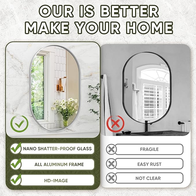 Suidia 22" x 30" Bathroom Mirror, Bathroom Vanity Mirror Metal Framed, - Image 3