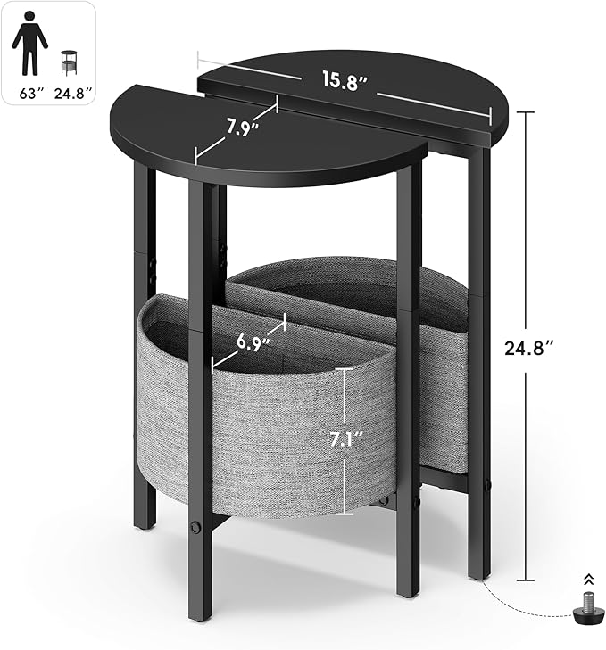 Vagusicc Small Round Side Table End Table, Tall Accent Table - Image 3