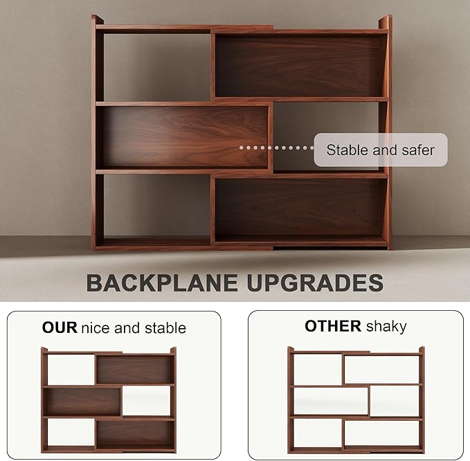 Open Shelf Low Bookcase, Wooden 4-Tier Floor Standing Expandable 25-47 inch - Image 6