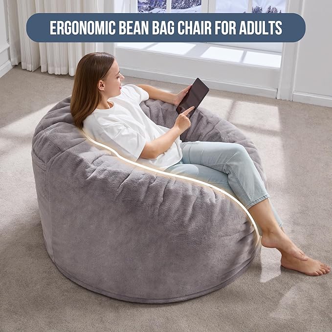 Hobestluk 3ft Bean Bag Chairs for Adults Large Beanbag Chair - Image 3