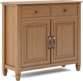 SIMPLIHOME Connaught 40-inch Wide Solid Wood Storage Cabinet in Light Golden by SimpliHome