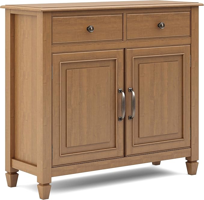 SIMPLIHOME Connaught 40-inch Wide Solid Wood Storage Cabinet in Light Golden by SimpliHome