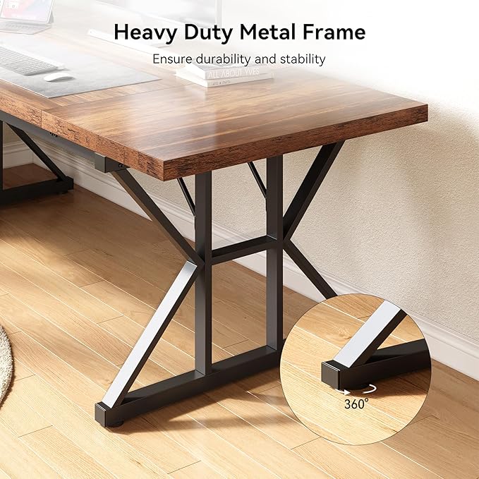 LITTLE TREE 70.8-Inch Office Desk, Wooden Executive Office Desk, Modern Work - Image 8