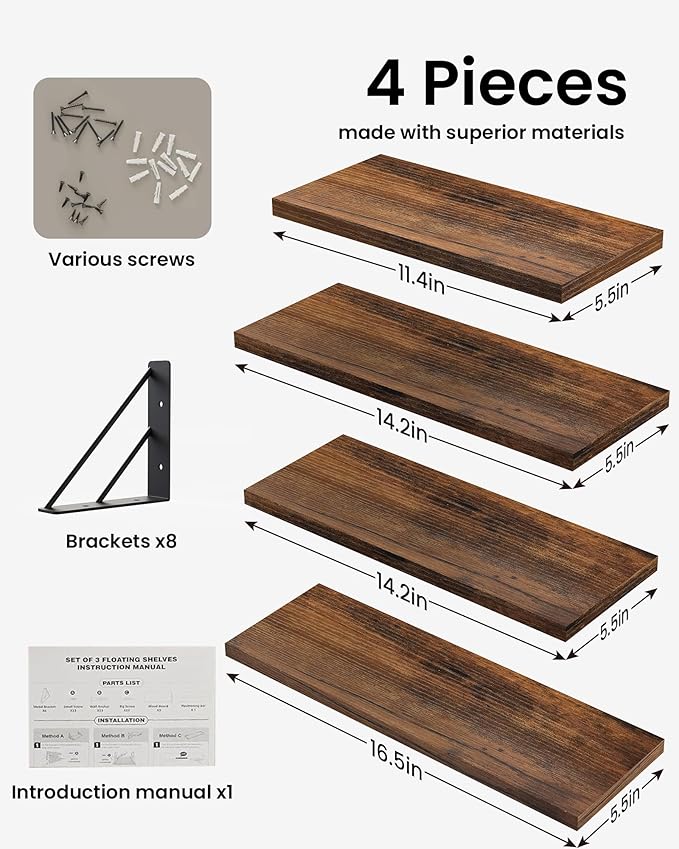 BAYKA Wall Shelves for Bedroom Decor, Floating Wall Shelves for Living Room - Image 7