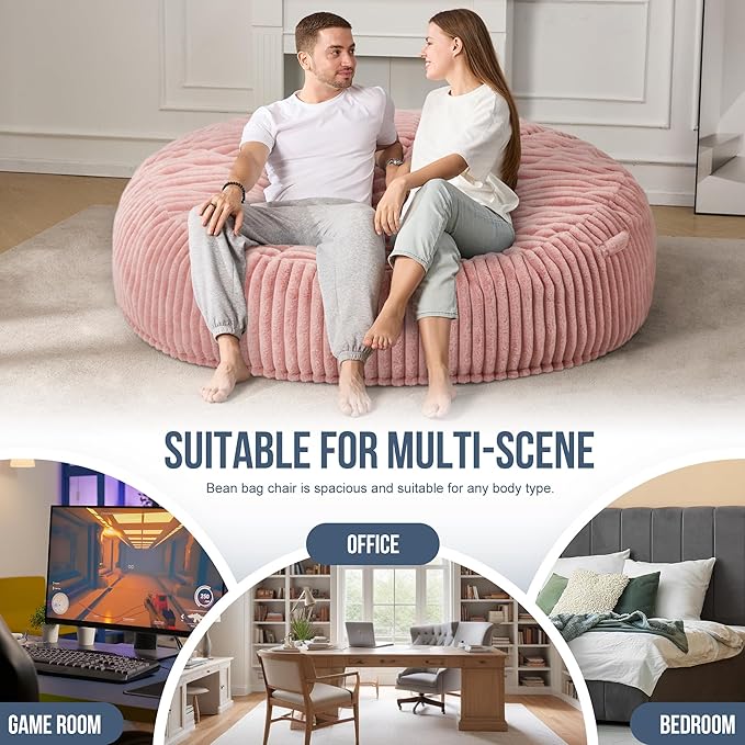 Hobestluk 6ft Bean Bag Chairs for Adults Large Beanbag Chair - Image 6