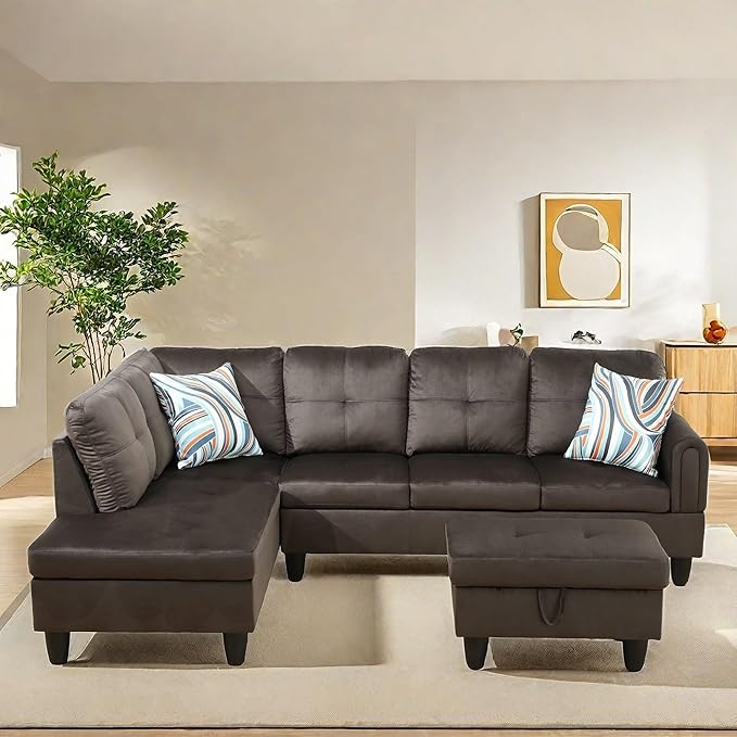 NAYSAYE Sectional Couch with Ottoman Storage, L Shaped Couch Sofa Furniture Sets - Image 3
