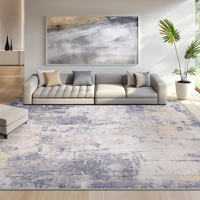 Washable Area Rugs 8'x10' Non-Slip Modern Abstract Soft by RELEANY