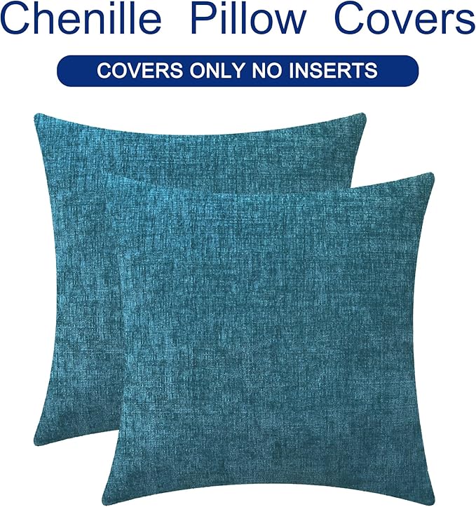 CaliTime Throw Pillow Covers Decorative 26 X 26 Inches Pack of 2 Cozy Chenille - Image 6