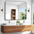 BONEWEI Black Bathroom Mirror, 40x48 inch Wall Mirror by BONEWEI
