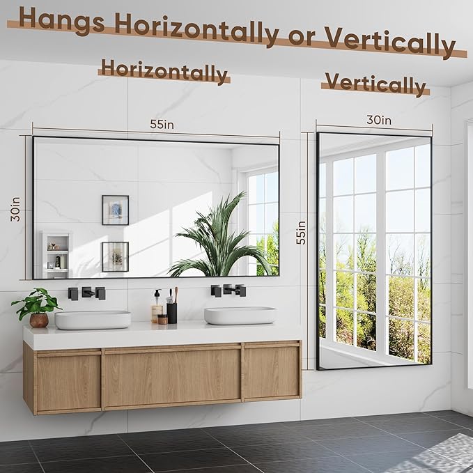 Bathroom Mirror 55" x 30", Large Rectangle Wall Mirror, Entryway Decor - Image 6