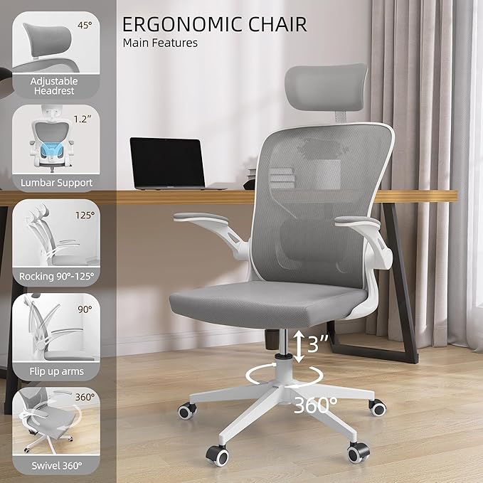 Monhey Office Chairs, Ergonomic Office Chair, Computer Chair - Image 4