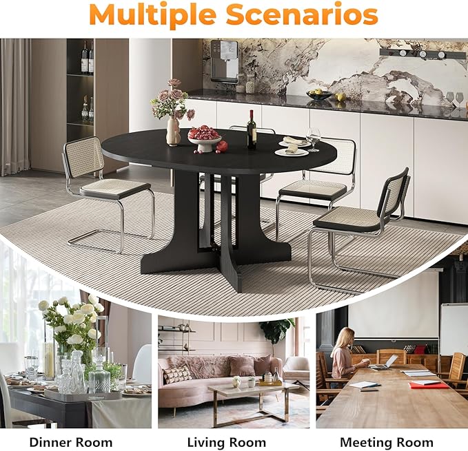 43"-59" Expandable Round Dining Table, Extendable Dining Room Table - Image 4