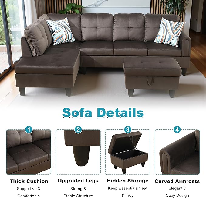 97" Oversized Sectional Couch, L Shaped Couch - Image 4