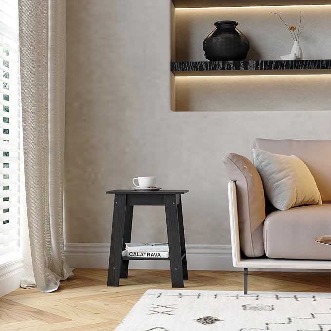 End Table with Double Storage Shelves, Small Space Side Table - Image 3