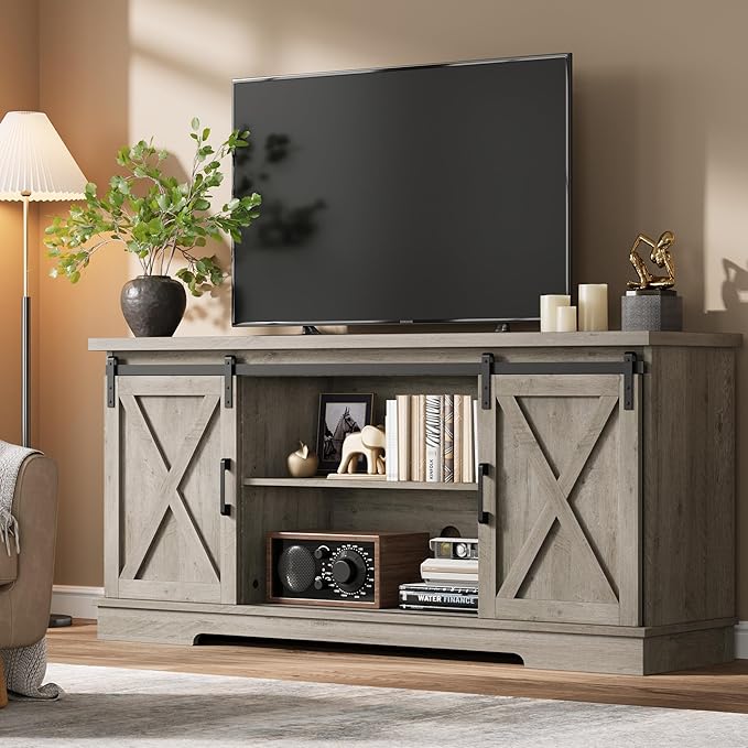 CABIHOME Farmhouse Tv Stand for 65 Inches TVs, Entertainment Center by CABIHOME
