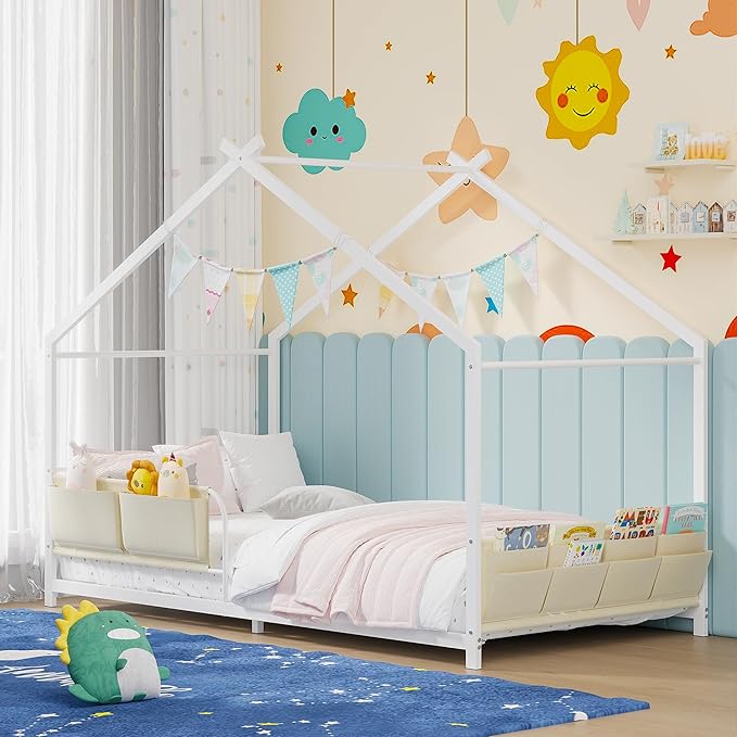 Timy House Shape Twin Size Montessori House Bed Metal Floor Bed by Timy