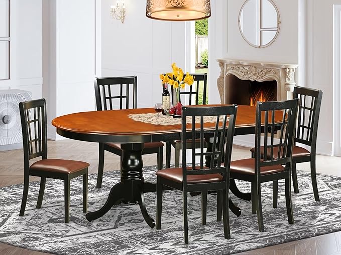 East West Furniture PLNI7-BCH-LC 7 Piece Modern Dining Table Set Consist of an - Image 2