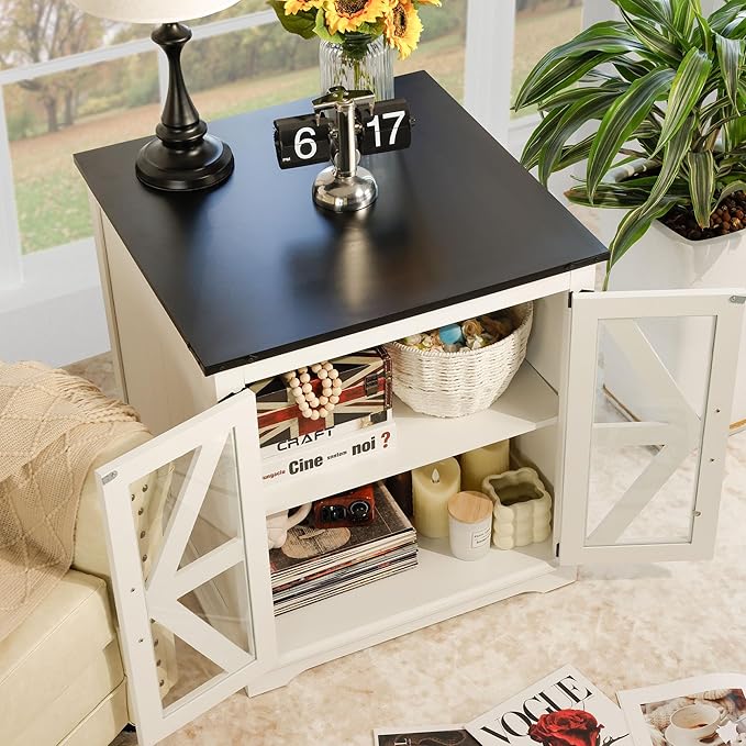 Farmhouse End Table, Rustic Square Sofa Beside Table - Image 6
