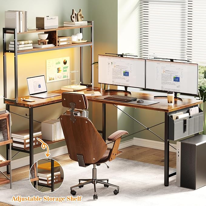 Aheaplus L Shaped Desk Gaming Desk, Reversible Home Office Desk Gamer Desk - Image 2