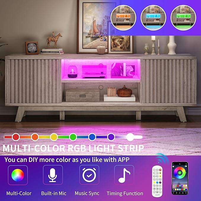 YITAHOME Television Stand for Living Room, Fluted TV Stand - Image 3
