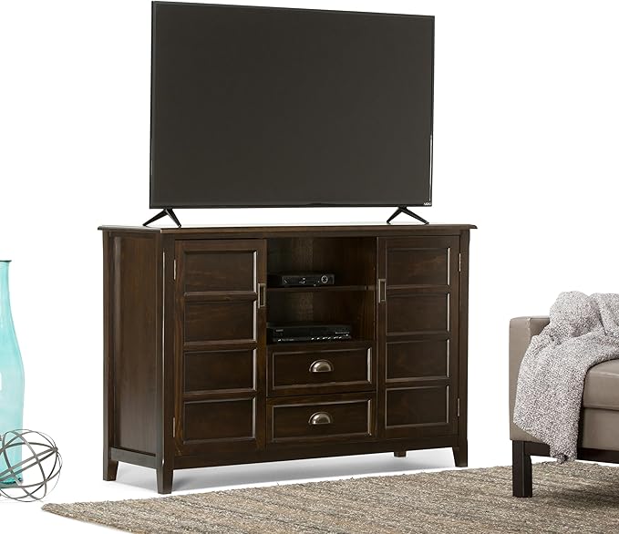 SIMPLIHOME Burlington SOLID WOOD 54 inch Wide Transitional TV Media Stand in - Image 11