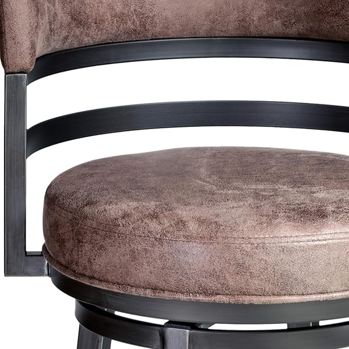 Armen Living Madrid 30" Seat Height Swivel Modern Bandero Tobacco Modern Faux - Image 5