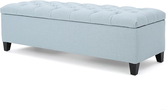 Christopher Knight Home Ottilie Fabric Storage Ottoman, Light Sky, Dimensions: - Image 6