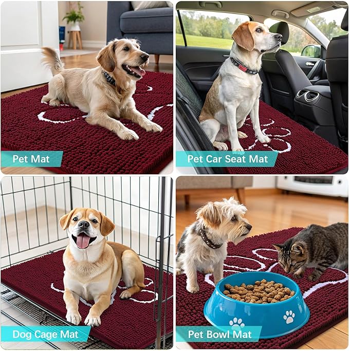 OLANLY Door Mat for Muddy Dog Paws 47x24, Ultra Absorbent Chenille Mud Doormat - Image 7