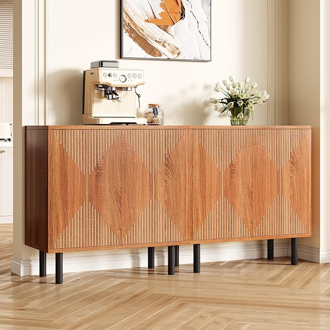 LITTLE TREE 59 Inches Long Sideboard Buffet Cabinet, Vintage Storage Cabinet - Image 7