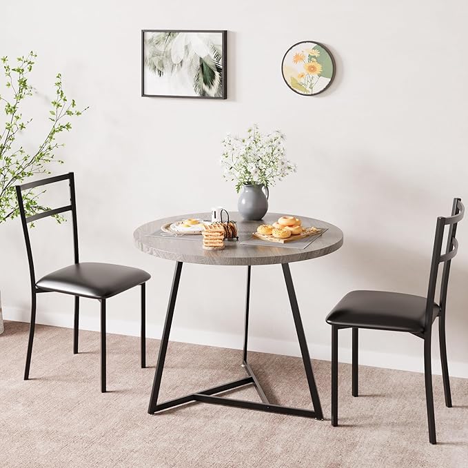 CABIHOME Dining Table Set for 2, Round Kitchen Table Set, Dining Table Set by CABIHOME