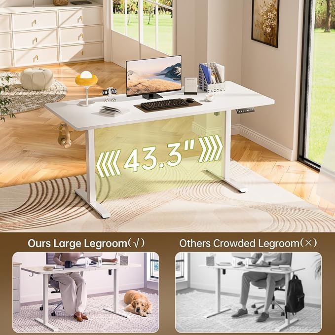 Veken 63x27.6 Inch Large Electric Standing Desk, 4 Memory Heights Adjustable - Image 9
