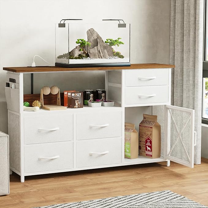 Dresser for Bedroom with LED Lights, TV Stand with Charging Station for 50 inch - Image 4